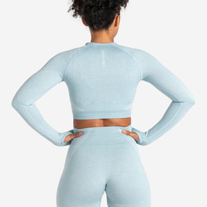 ADAPT 2.0 Seamless Crop Top - Sky Blue Pursue Fitness 2