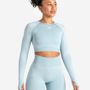 ADAPT 2.0 Seamless Crop Top - Sky Blue Pursue Fitness 1