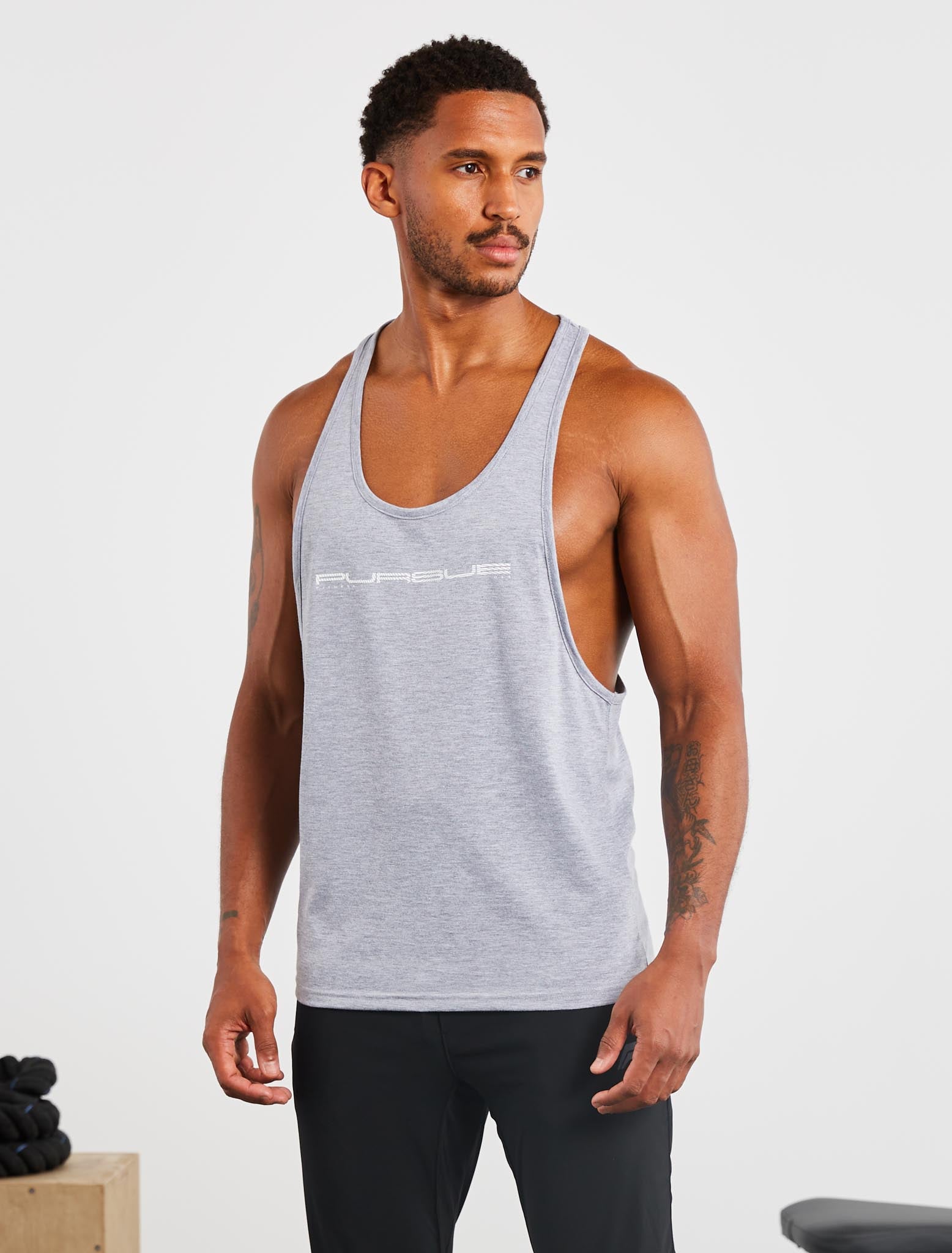 Graphic Stringer Vest / Grey Marl Pursue Fitness 1