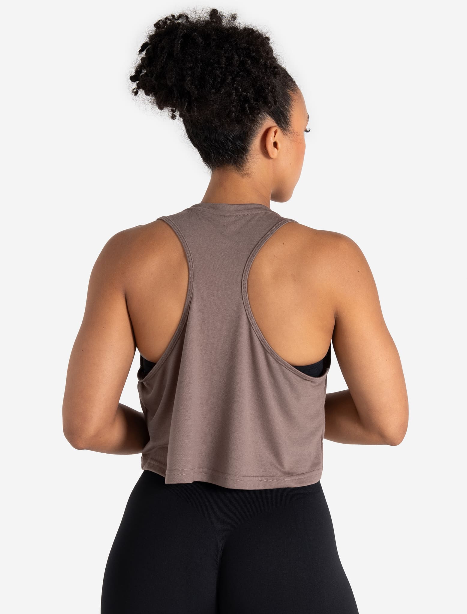 Lightweight Crop Gym Tank - Neutral Brown Pursue Fitness 2