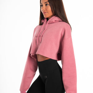 Oversized Crop Hoodie / Dark Washed Pink Pursue Fitness 1