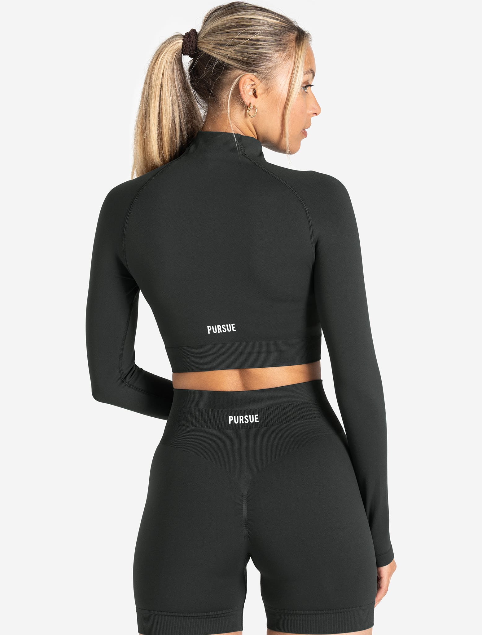 Scrunch Seamless Crop 1/2 Zip - Woodland Grey Pursue Fitness 2